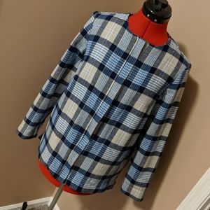 Blair Cozy Plaid Collarless Jacket
